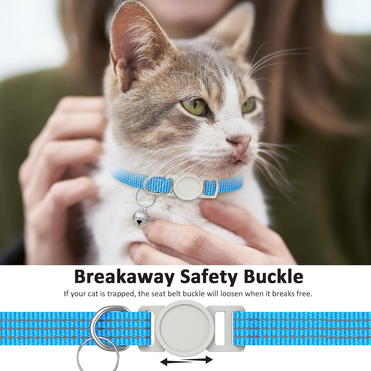 5 Pack Reflective-Breakaway Cat Collars with Bells - 5 Bright Colors - image 4