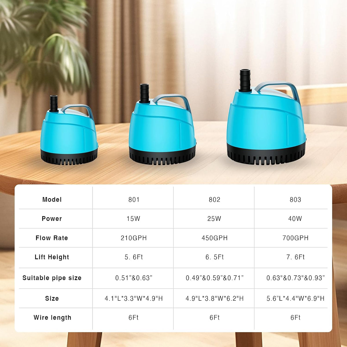 WUCIOOO 210GPH bottom suction submersible water pump with two nozzles and suction cups - view 3