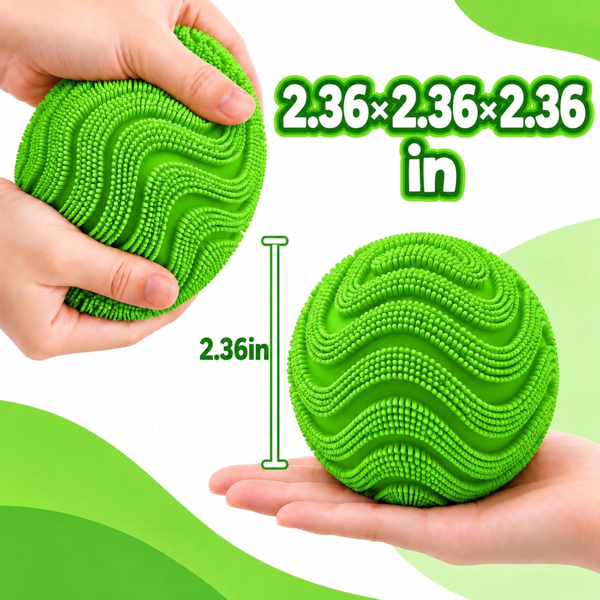Fuzz Ball Squishy Stress Ball - Green Ball - image 4