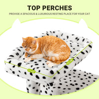 Allewie 64 Inches Cat Tree Tower/Multi-Level Activity Center - White & Black Spot - image 3