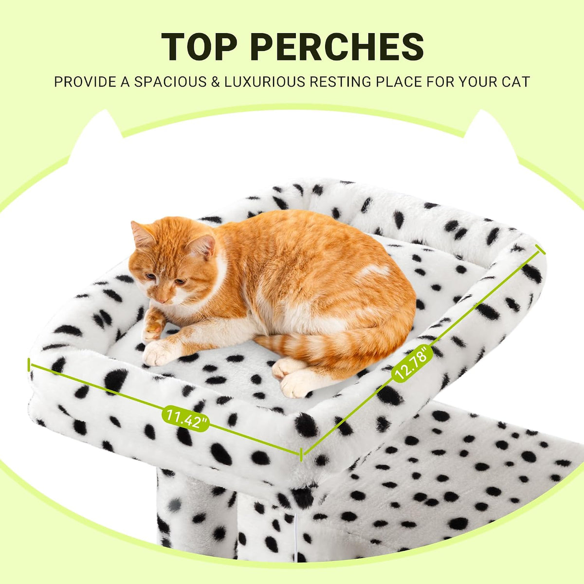 Allewie 64 Inches Cat Tree Tower/Multi-Level Activity Center - White & Black Spot - image 3