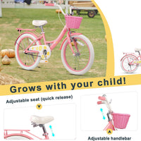 Glerc Maggie Girls Bike, 12-20 Inch Kids Bike for 2-13 Years Old Children, Princess Style Kids - Pink & White / 20 Inch - image 4