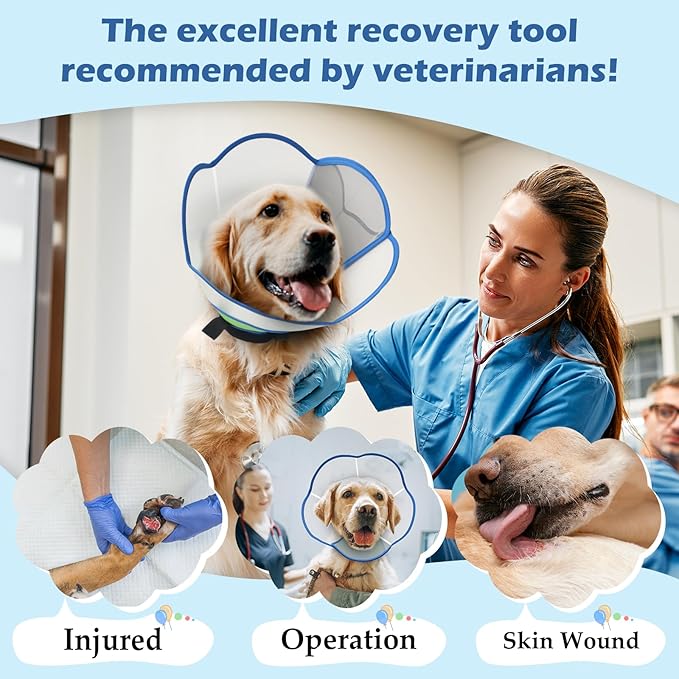 Hard & Heavy Plastic Dog Cone Collar Alternative for Lab Golden GSD (Small&Medium Sized),Pet Neck Head Protective Cone Anti-Lick, Adjustable Elizabethan Recovery Collar Cone of Shame for Healing