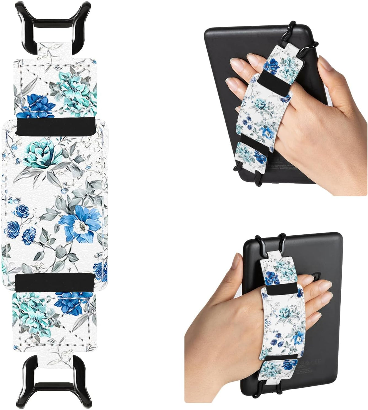 CoBak 2 Pack Secure Hand Strap for Ebook Reader - Blue Bloom Symphony-1 Pack / 6-7.5"