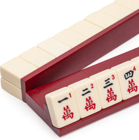 Yellow Mountain Imports chestnut wooden mahjong racks with magnetic pushers, set of 4, 18 inches - view 14