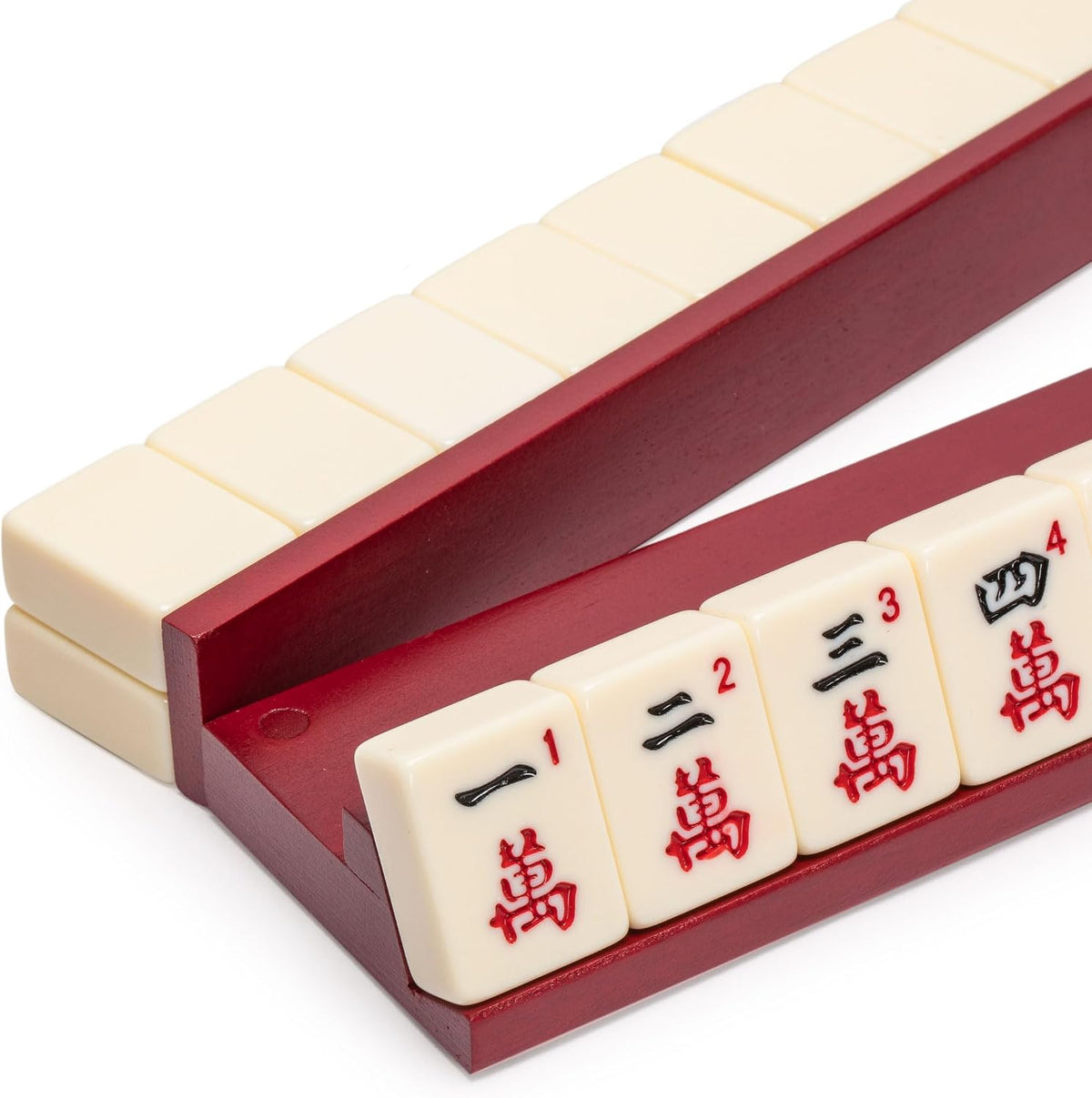 Yellow Mountain Imports chestnut wooden mahjong racks with magnetic pushers, set of 4, 18 inches - view 14