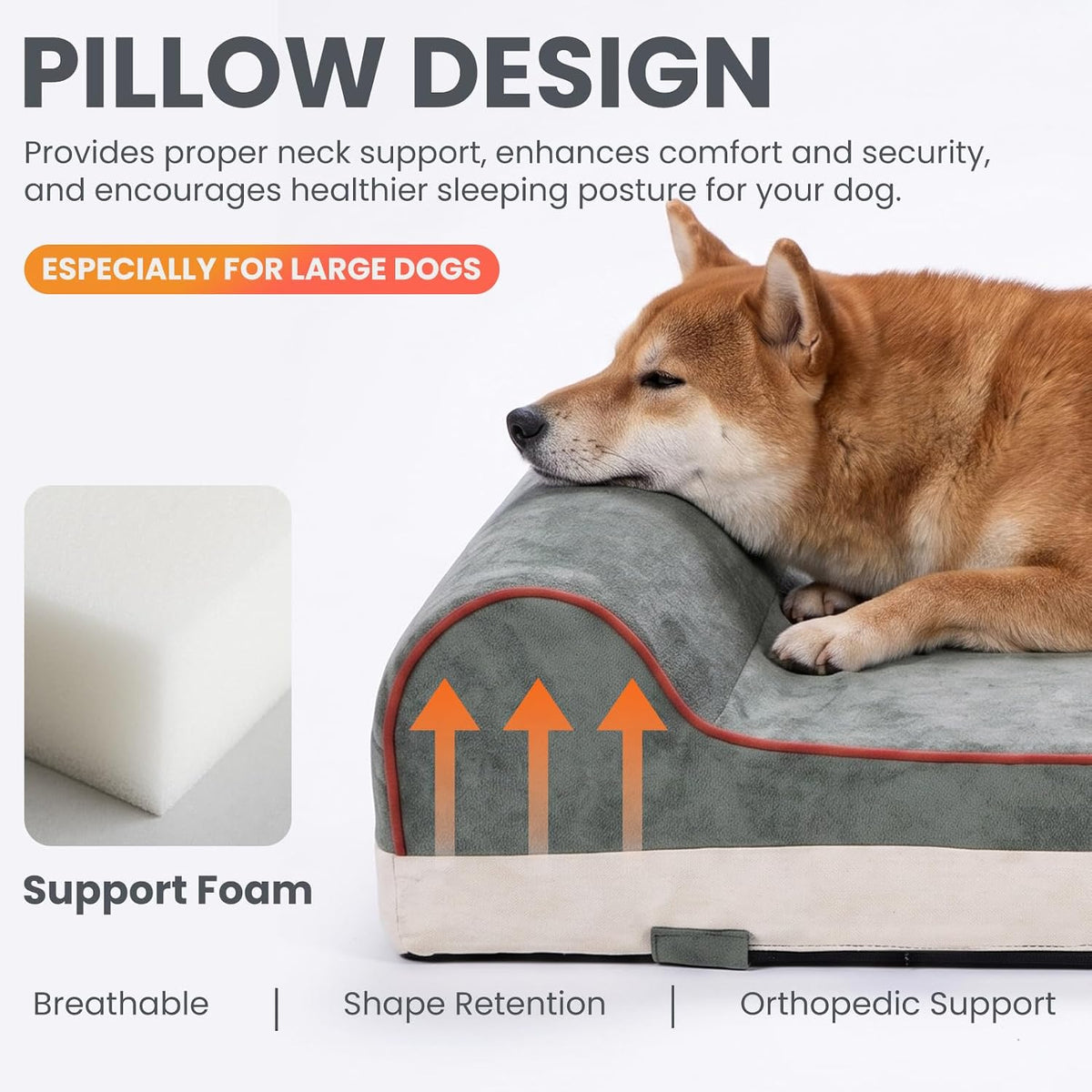Laifug Orthopedic Memory Foam Extra Large Dog Bed Pillow Durable - 34.0"L x 22.0"W x 5.5"Th / Dark Green - image 4