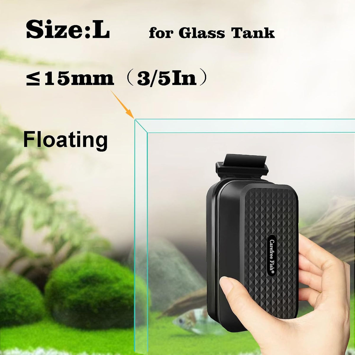 Aquarium Small Magnetic Cleaner for Glass Fish Tank Algae Scraper - L / Black - image 2