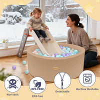HARBOLLE 35.4" Soft Fleece Ball Pit for Toddlers - Brown - image 4