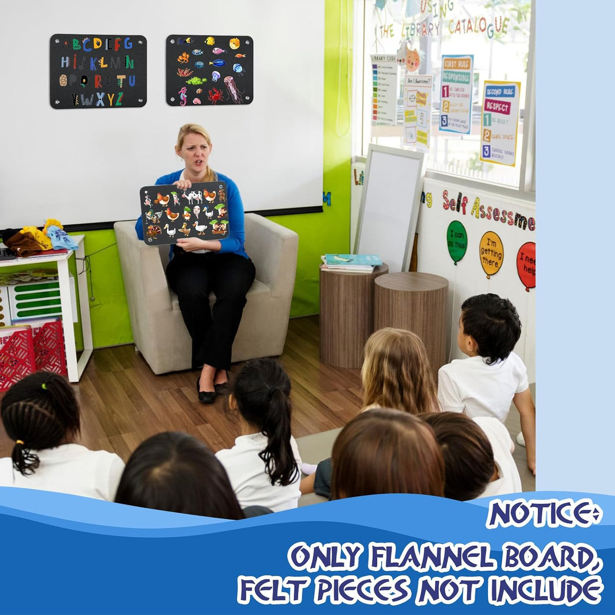 Yunsailing felt story boards for kids, 4 black flannel boards with grommets - view 17