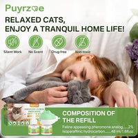 Cat Calming Diffuser with Three Timing Functions, 3-in-1 Cat Pheromones Calming Diffuser Kit, 60-Day Anxiety Relief, Stress Reduction & Relaxation for All Cats (1 Diffuser + 2 Refills)