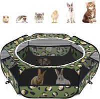 Pawaboo Small Animal Playpen, Waterproof Portable Pet Cage Tent - T-Leopard Print / 1