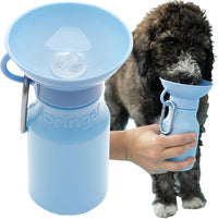 Springland 22oz Classic Portable Dog Water Bottle with Built-in Bowl - Sky Blue / 15oz Mini
