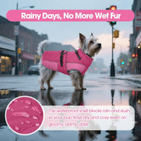 QBLEEV Warm Dog Jacket, Waterproof Dog Winter Coat with Harness – Essentials for Dogs - Rose Red / XXX-Large - image 4