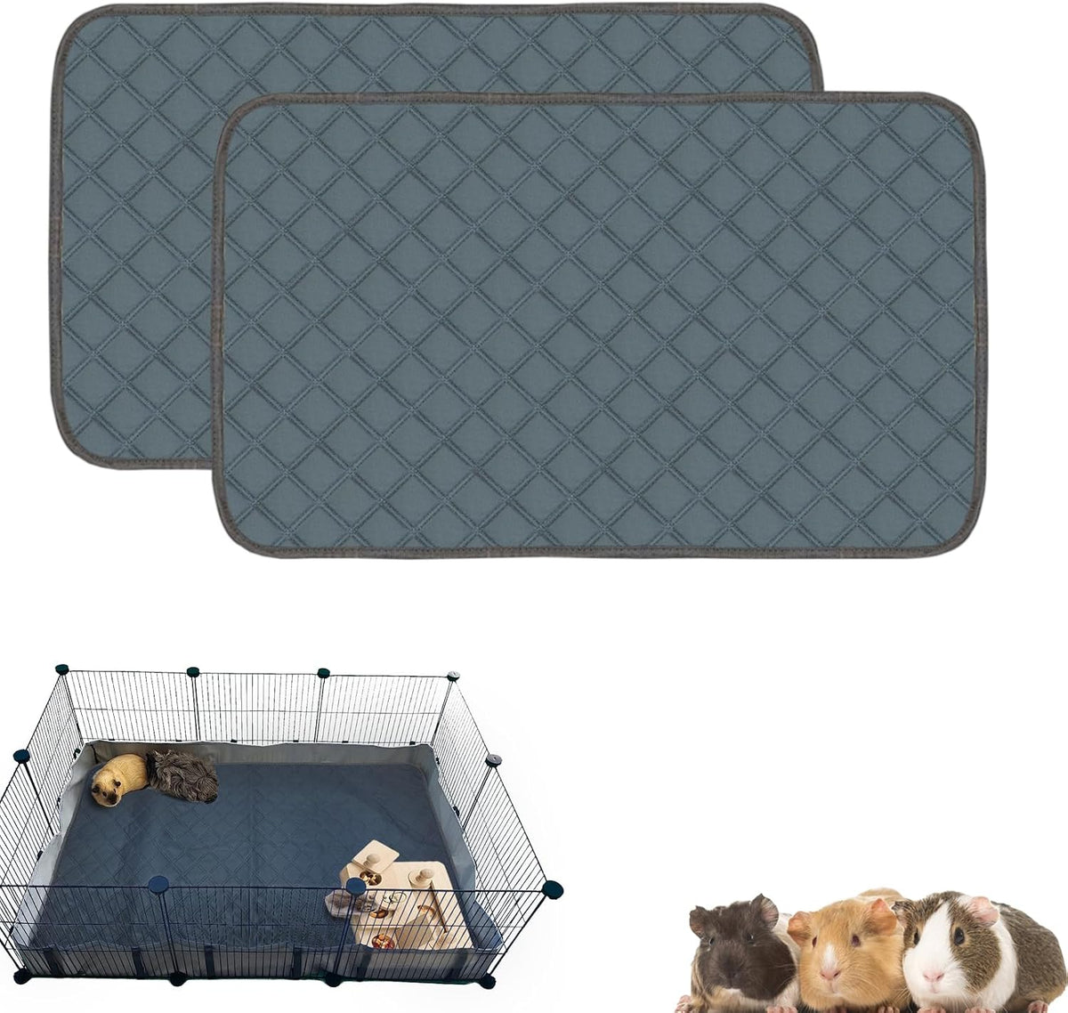 4 Pack Guinea Pig Cage Liners Washable Guinea Pig Bedding Reusable - Dark Grey / 41" x 28" (2 Pack)