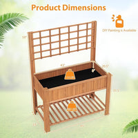 Giantex Raised Garden Bed with Trellis, Wooden Elevated Planter Box with Legs, Drainage Holes for Climbing Plants Vines Vegetables Flowers Herbs, Outdoor Horticulture Planter for Patio Yard (Brown)