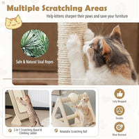 Tangkula Modern Wood Cat Tree for Indoor Cats, 64 Inch Multi-Level Tall Cat Tree with Scratching Rotatable Ball & Posts, Sisal Ramp, Hanging Basket, Large Cat Tower with Plush Perch, Washable Mats