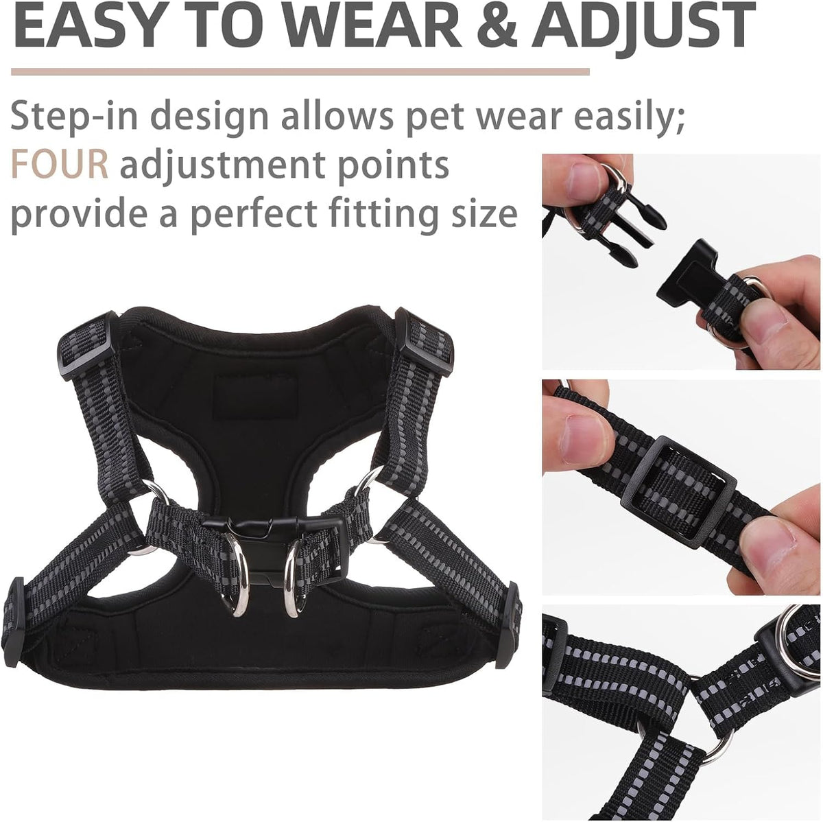 PUPTECK Dog Harness and Leash Set Small Sized - XS (9-13lbs, Chest 14"-16") / #1 Blue(Breathable Mesh) - image 3