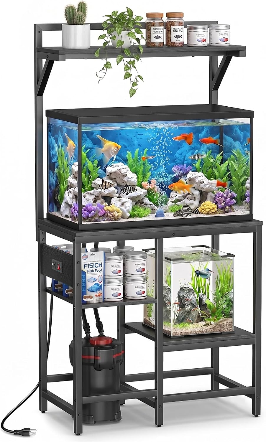 5 & 10 Gallon Fish Tank Stand for Standard Tanks – Essentials for Fish - Black / 20-29 Gallon