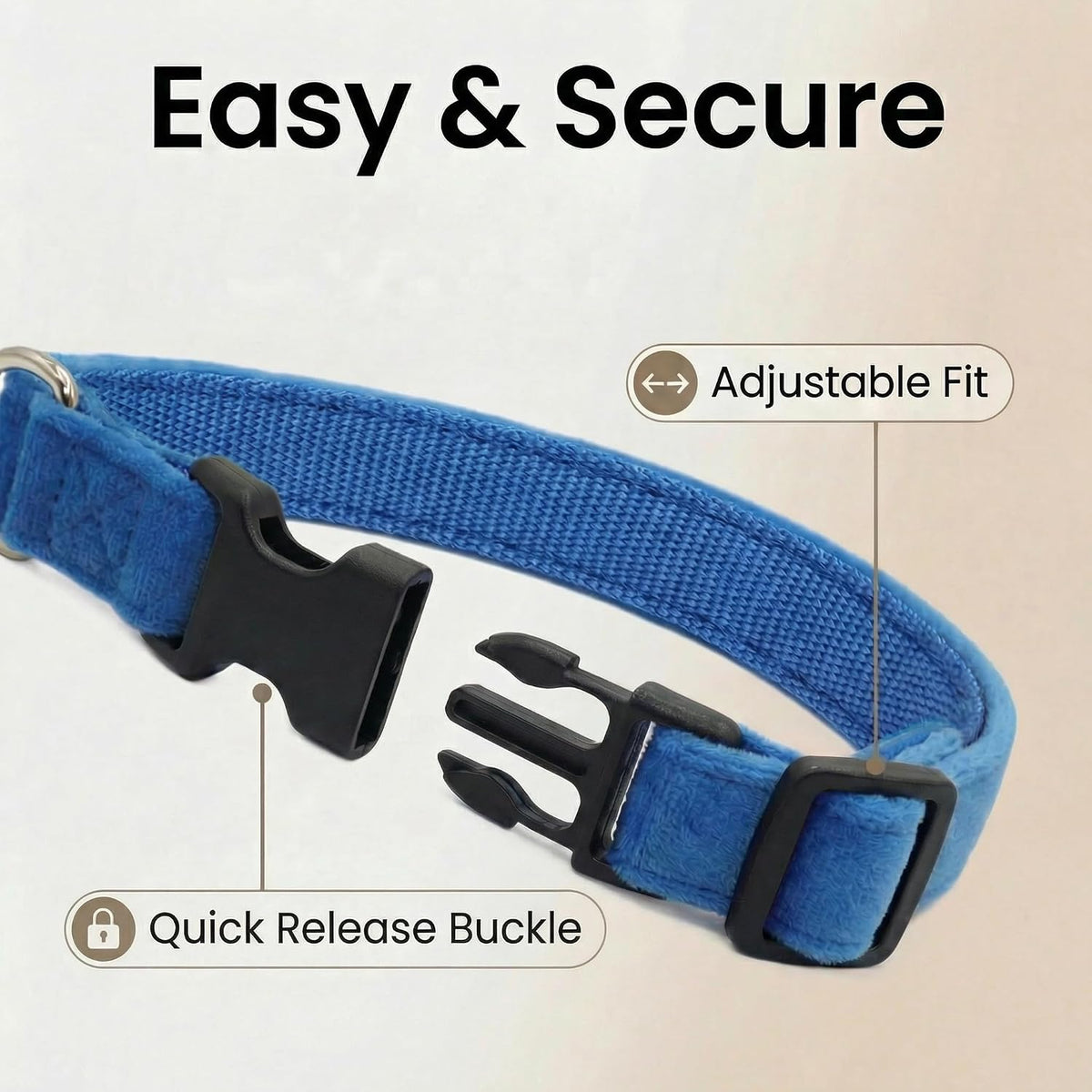 Dog Collar with Bowtie Soft Velvet Material with Quick Release Buckle - M / Royal Blue - image 3