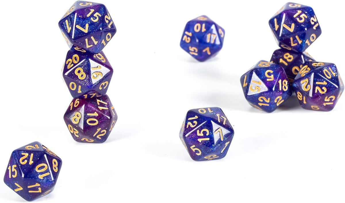 SmartDealsPro 10-Pack 20 Sided Dice D20 Polyhedral Dice for DND RPG - Glitter Blue-purple - image 3