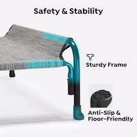 Veehoo Outdoor Elevated Dog Bed, Raised Dog Cot for Small Medium Dogs, Cooling Washable Waterproof Pet Hammock Beds with Slope Headrest, Breathable Mesh and Sturdy Frame, M, Black Silver, CWC2204