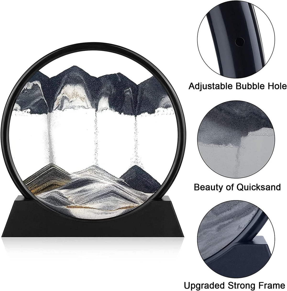 rysnwsu 3D Dynamic Sand Art Liquid Motion - Black / 12'' - image 3