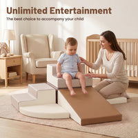 TODIBY 6-Piece Soft PU Leather Toddlers Climbing Toys - Beige Coffee / Regular Size - image 3