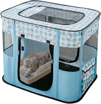 Foldable Pet Cat Playpen, Indoor Cat cage Crates S - Blue / Medium（31.5"L x 23.6"W x 21.7"H）