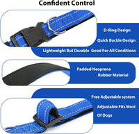 Reflective Dog Collar, Adjustable Nylon for Medium Dogs - Blue / L:width 1"neck 17.5-27" - image 4