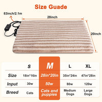 Large Pet Heating Pad, Adjustable Temperature with Timer - Beige / M (28'' x 20'') - image 4