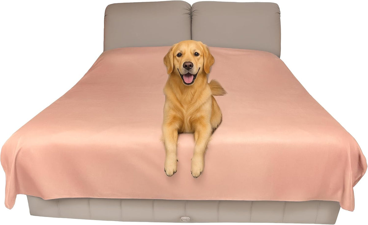 Thin Reversible Waterproof Protective Bed Cover, for Pets - King 96 x 100 inch / Peach