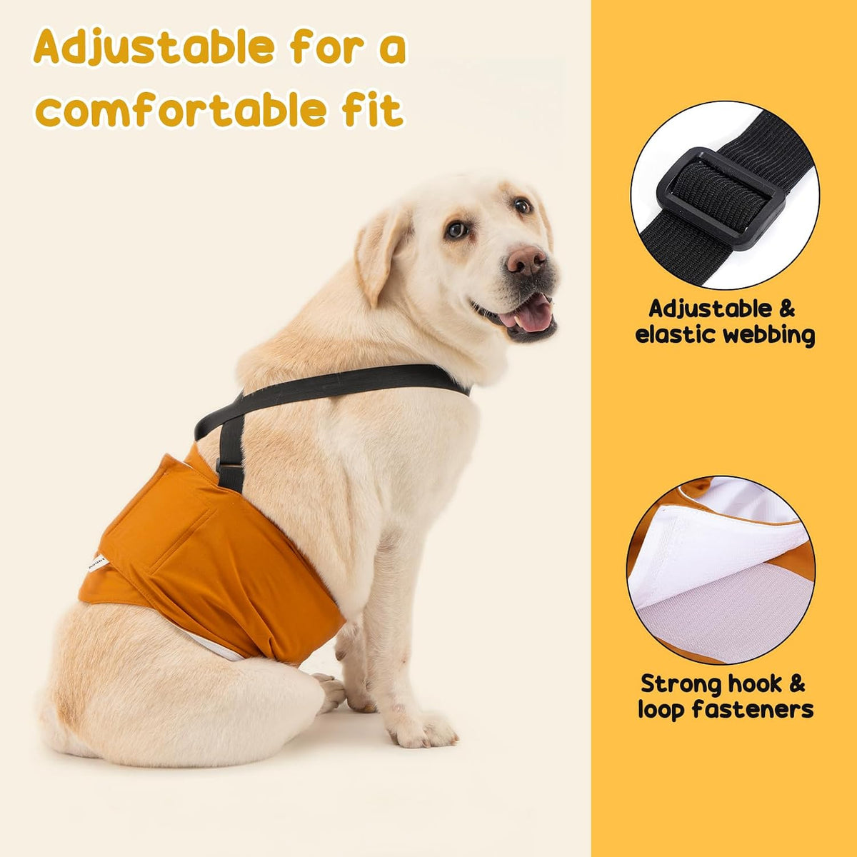 Avont 3 Pack Dog Diapers Male with Suspenders - Black/Grey/Brown / XL / 3 - image 4