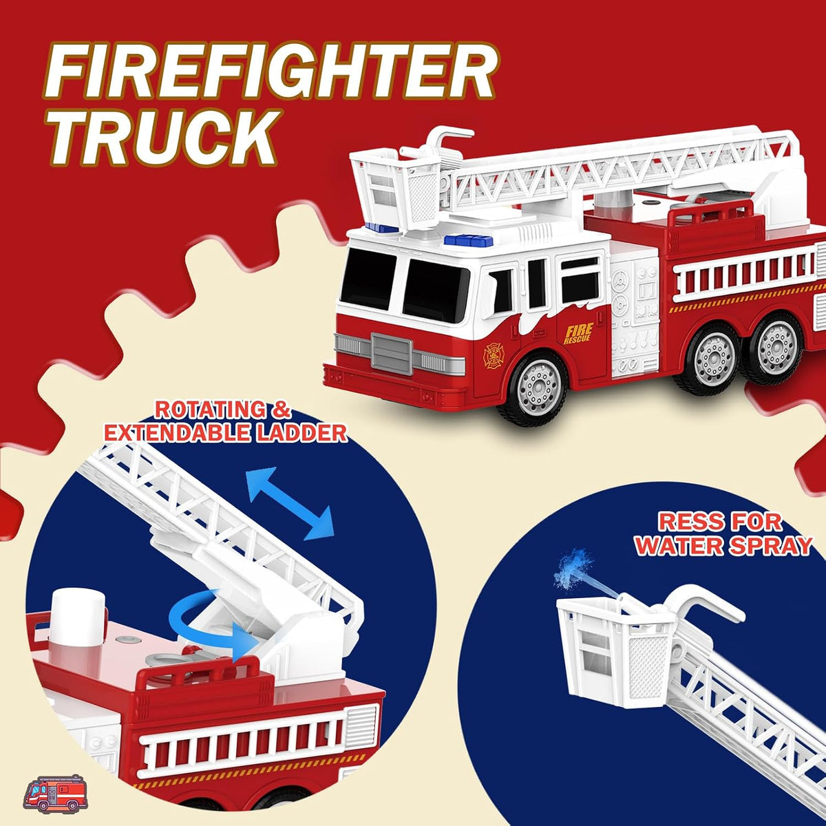 EPPO emergency vehicle toy set with fire truck, ambulance, police car and police helicopter - view 2
