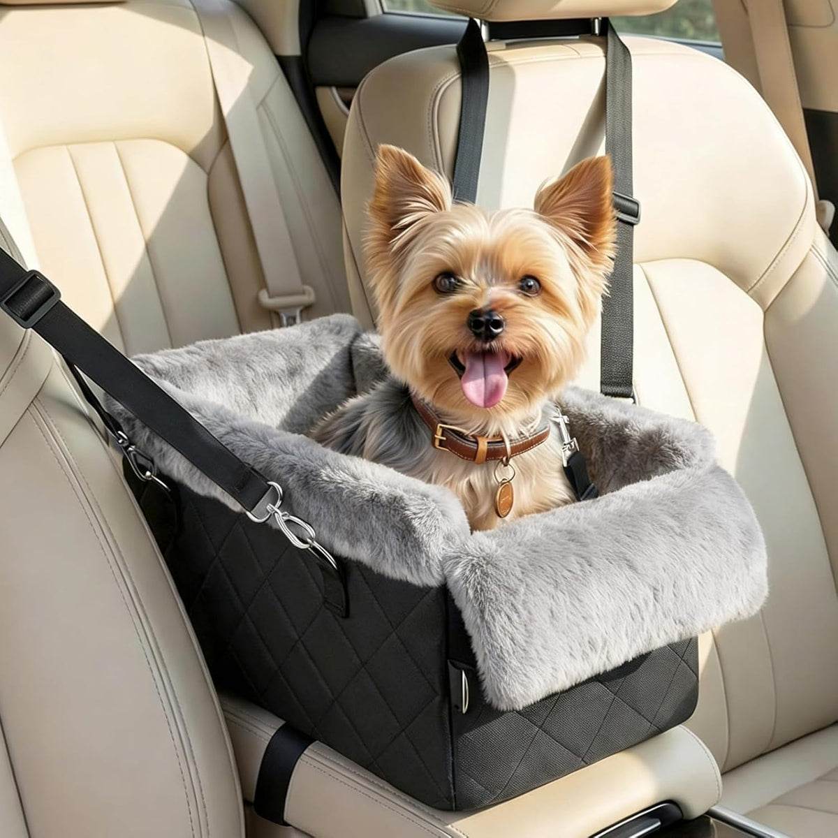 Center Console Dog Car Seat for Small Dogs&Cats Under – Essentials for Dogs - Black