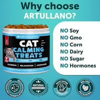 Hemp Cat Calming Treats for Stress & Anxiety Relief - Cat & Kittens - Melatonin - Storm Anxiety, Сomposure, Grooming, Separation, Veterinary Visits, Travel Care - Calming Aid with Hemp Oil - 135 Chews