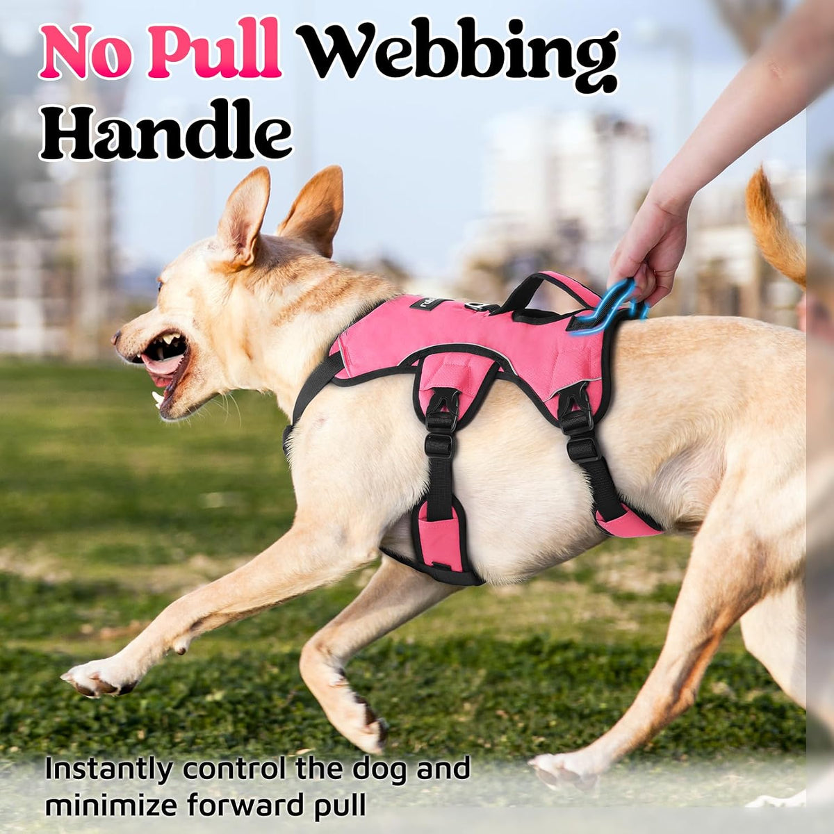 rabbitgoo Escape Proof Dog Harness for Large - Peach Pink / Large - image 4