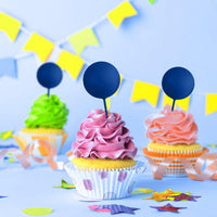 75 Pieces Cake Balls Topper Decorations Foam Cupcake Topper Mini - Royal Blue - image 4