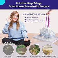 36 Count Litter Box Liners, Waste Bags Compatible with Pet-safe ScoopFree Self-Cleaning Litter Box Tray, Drawstring Litter Bags for Reusable Tray, Pre-Separated (38" L x 14.5" W x 7.8" H)