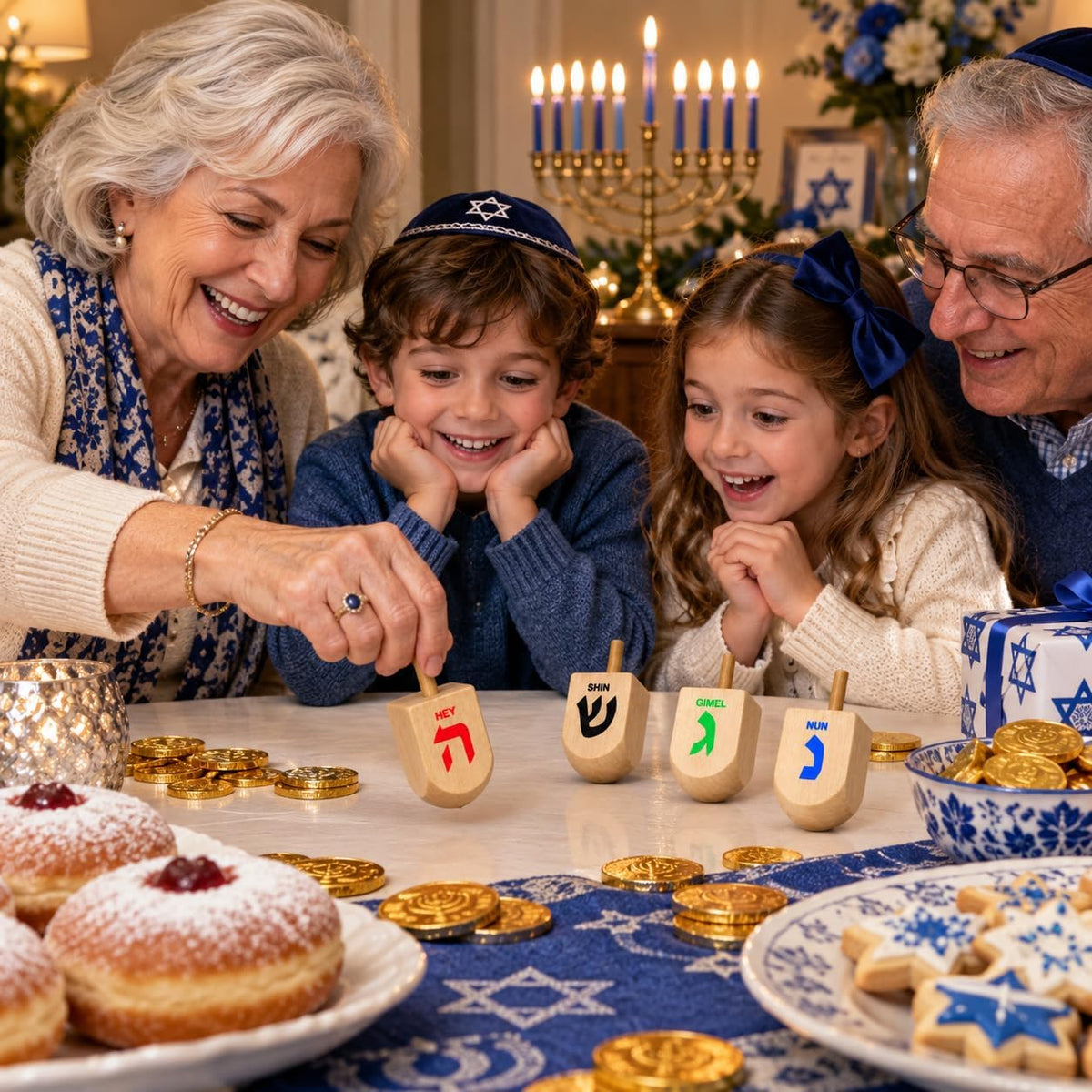 Let's Play Dreidel The Hanukkah Game 2 Extra Large Wood Dreidels - 10-Pack XL Dreidels - image 3