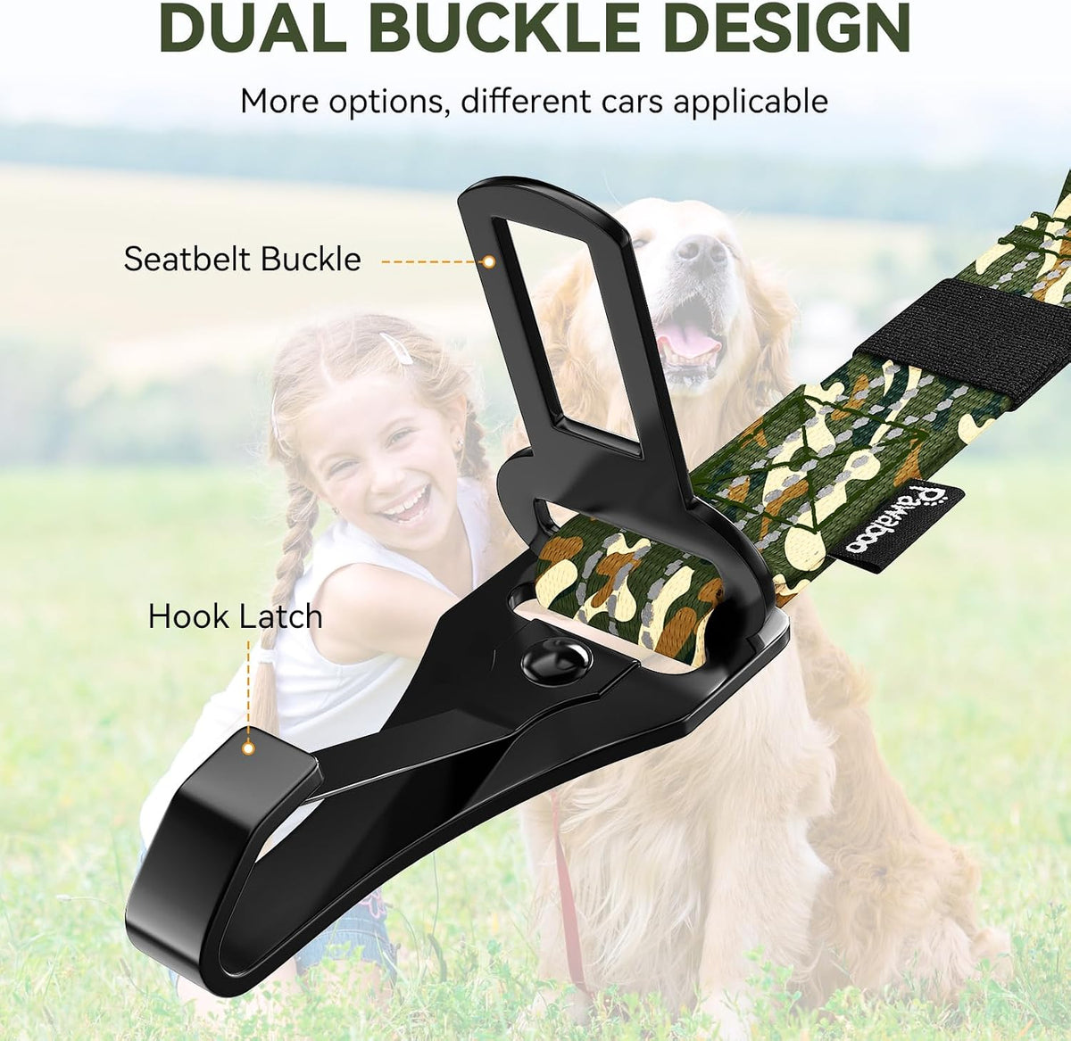 Pawaboo 2Pack Dog Car Seatbelt - Army Green CamouflageX2 - image 3