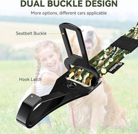 Pawaboo 2Pack Dog Seatbelt for Car, Dog Car Seat Belt Bungee, Dogs Tether with Buckle & Hook Latch, Adjustable Reflective Dogs Cars Harness Leash with 360° Lockable Buckle, Army Green Camouflage