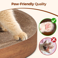 ComSaf Cat Scratcher Bed, Oval Cardboard Scratching Board for Indoor Cats – Essentials for Cats - Walnut Color - image 4