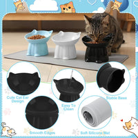 3 Pcs Raised Cat Bowl 15° Elevated Cat Food Bowl Tilted Cats Bowls - Blue, Black, White - image 3