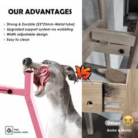 Dog Bowl Stand for Medium Large Dogs - 1 Pack - Pink, Square / Height: 11", Width: 7-10.6" - image 4