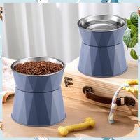 Lallisa 2 Pcs Elevated Cat Bowls, Adjustable Raised Feeder - Blue - image 4