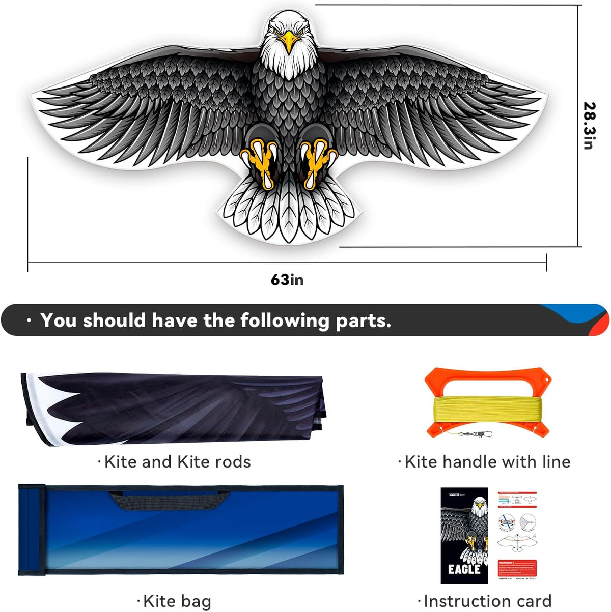 SGftre Complete Kite with Handle, Line & Accessories - 1 / Eagle-B - image 2