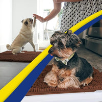 Muddy Mat® Shown on TV – Super Absorbent Microfiber Dog Door Mat for Muddy Paws, Non-Slip Washable Pet Rug, Quick Dry Chenille Entryway Carpet, Machine Washable Indoor Outdoor mat, Brown 28"x18"
