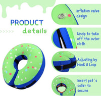 Supet Inflatable Dog Cone Collar for Large Medium Small Dogs, Soft Cone Collar for Dogs Cats, ECollar Doggie Neck Donut Dog Cone Alternative After Surgery