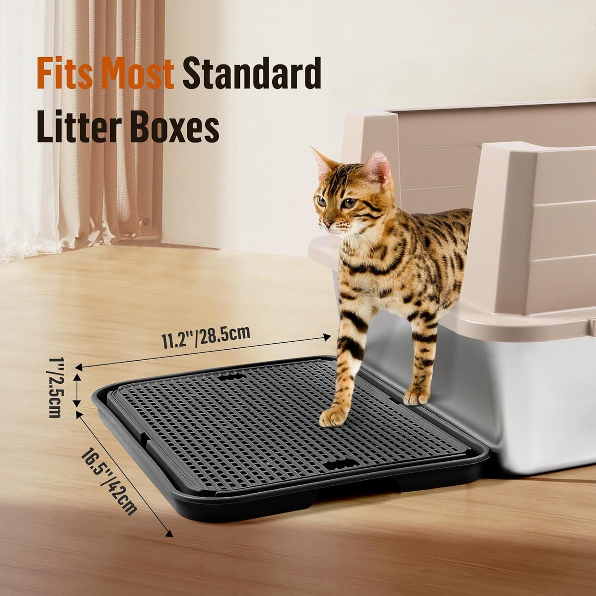 Cat Litter Box Step, Large Cat Litter Ramp with Filter Function - Black Large - image 2